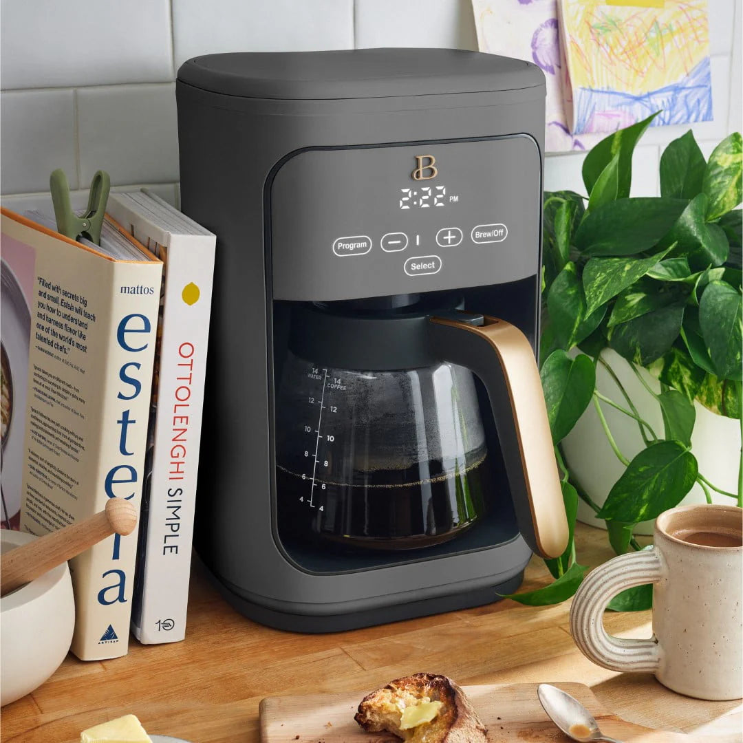 Beautiful 14-Cup Programmable Drip Coffee Maker with Touch Display, White Icing by Drew Barrymore F83994