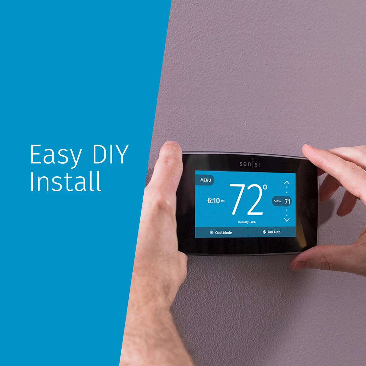 Emerson Sensi Touch Smart Wi-Fi Thermostat, C-Wire Required, Black Y690046