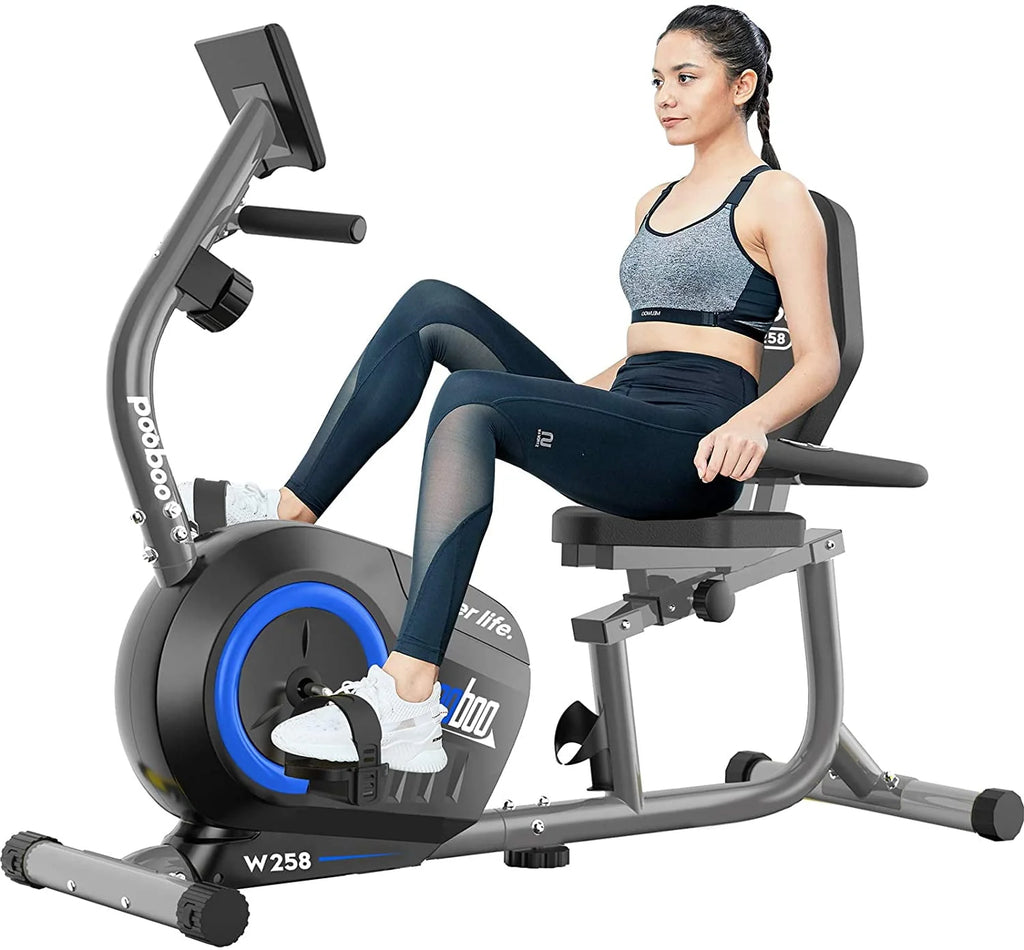 Pooboo Recumbent Exercise Bike Magnetic Resistance Indoor Cycling 380lb K92635