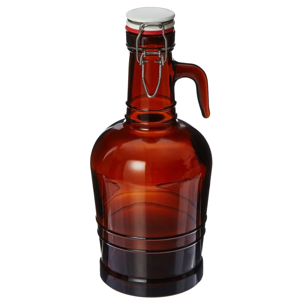 Amber 2 Liter Glass Handle Growler, Set of 4 M361163