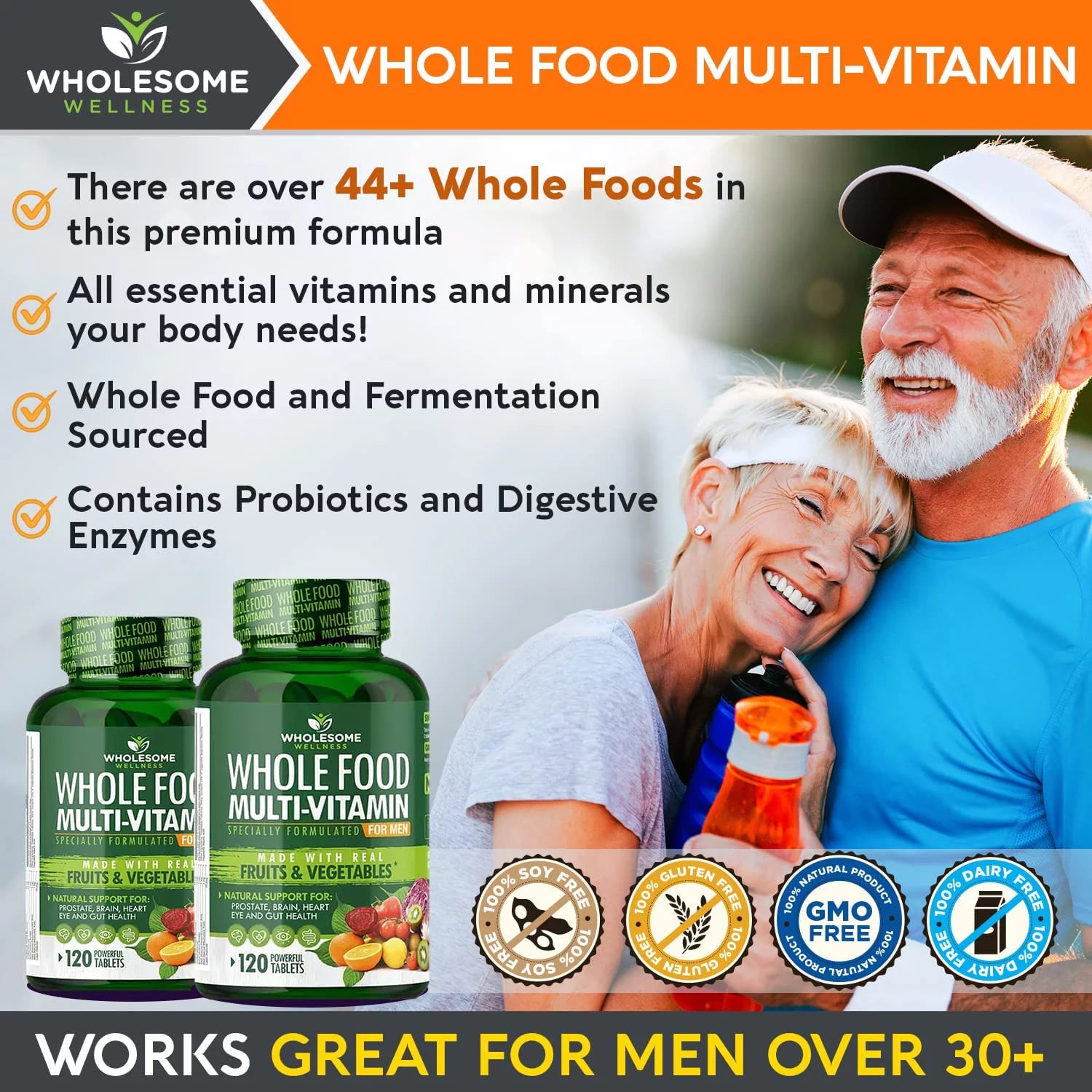 Whole Food Multivitamin for Men - Vegan, 120 Tablets Z318321