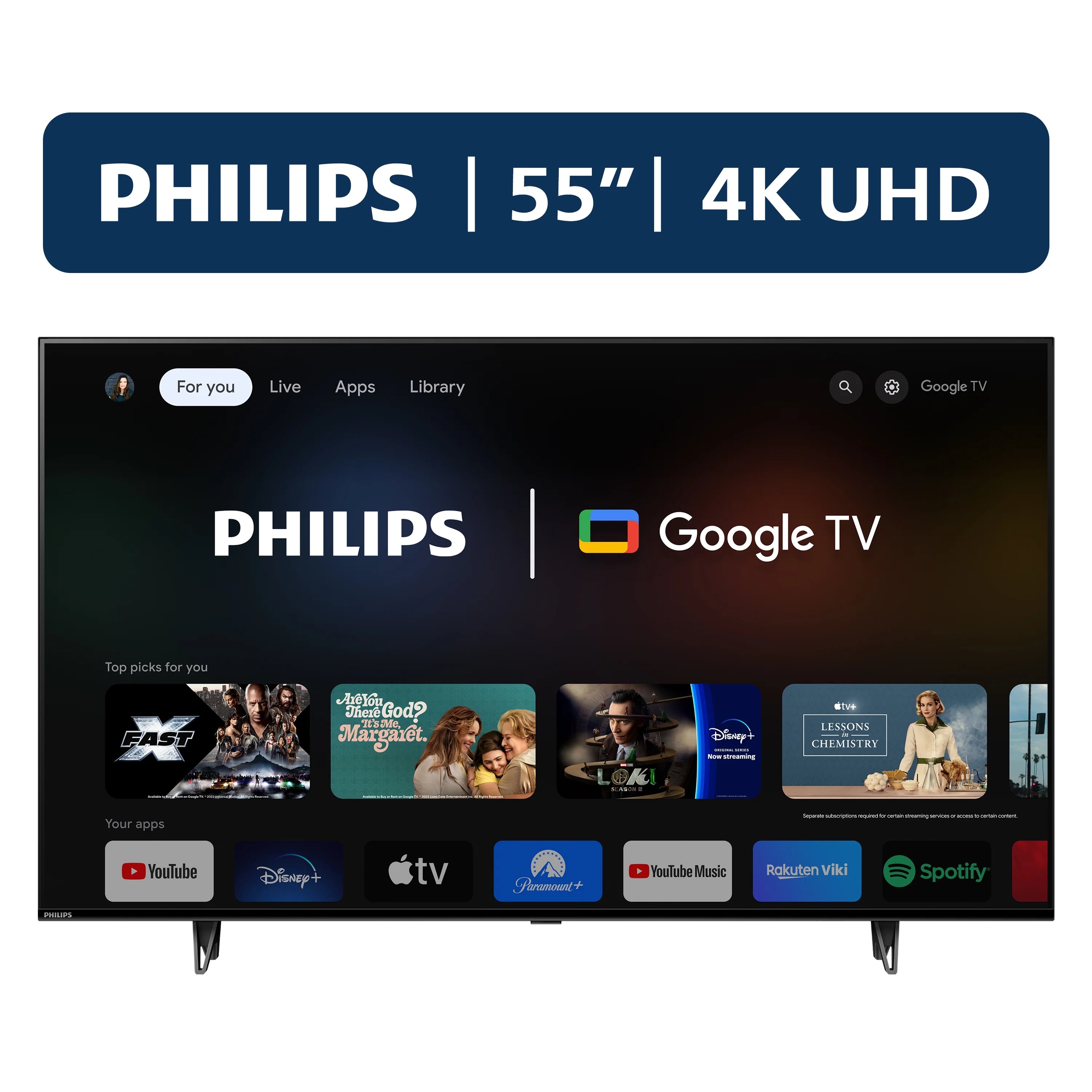 Philips 55 Class 4K Ultra HD (2160p) Google Smart LED TV (55PUL7552/F7) (New)
