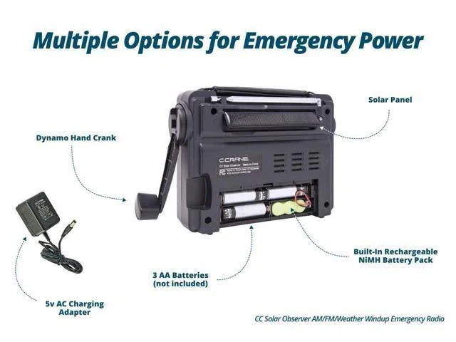 C Crane Solar Observer Emergency Portable Radio with Crank & Flashlight Q207687