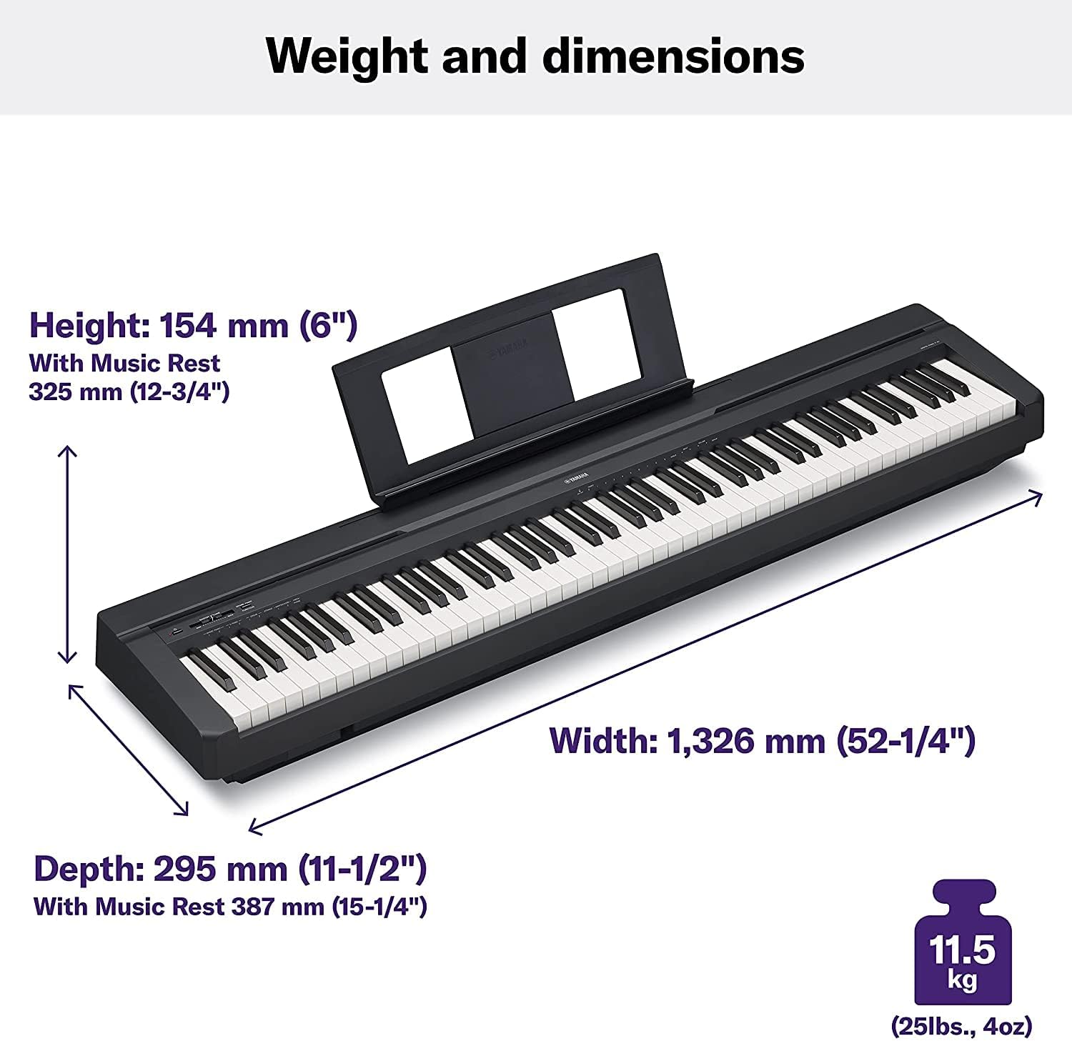 Yamaha P45B 88 Weighted Keys Digital Piano Bundle with Dust Cover and Key Sticker R2130