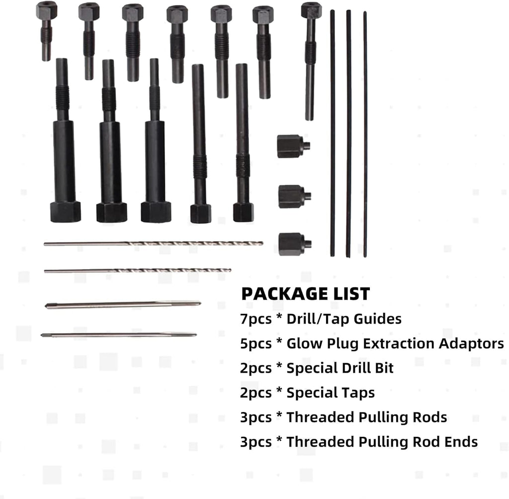 FXTUL Glow Plug Extraction Kit 22PCS Removal Tool for M8 & M10 D2341
