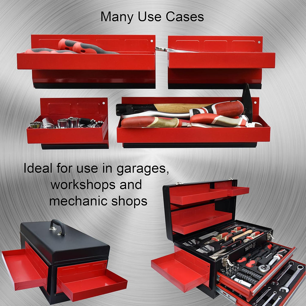 Magnetic Shelf 4-Pcs Set Red Magnetic Tool Trays Metal Tool Box K1689