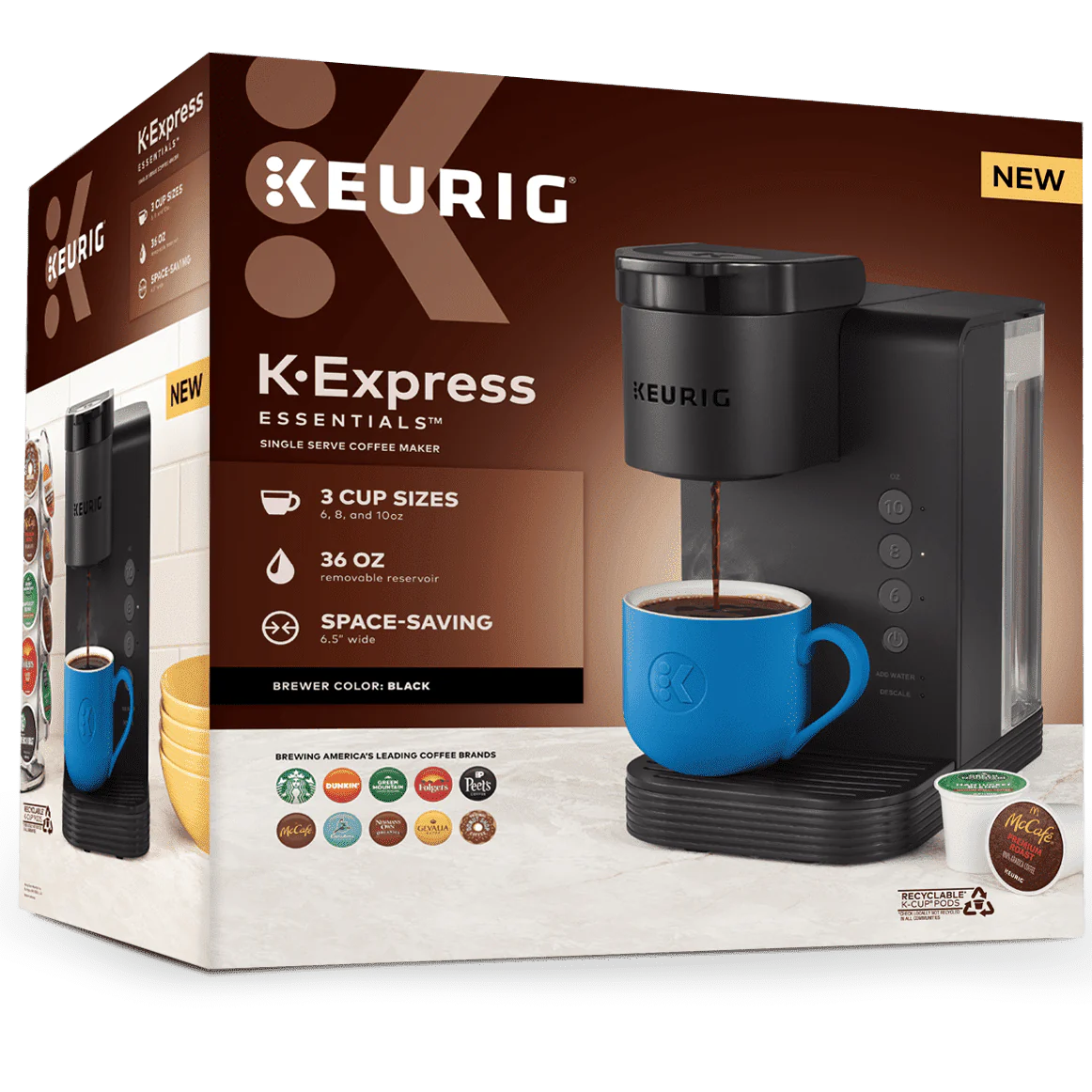 Keurig K-Express Essentials Single Serve K-Cup Pod Coffee Maker, Black L838940