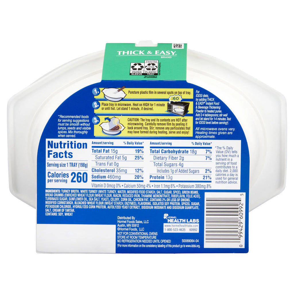Thick & Easy Purees Turkey with Stuffing & Green Beans 7 oz Bowl, Case of 7 H247899