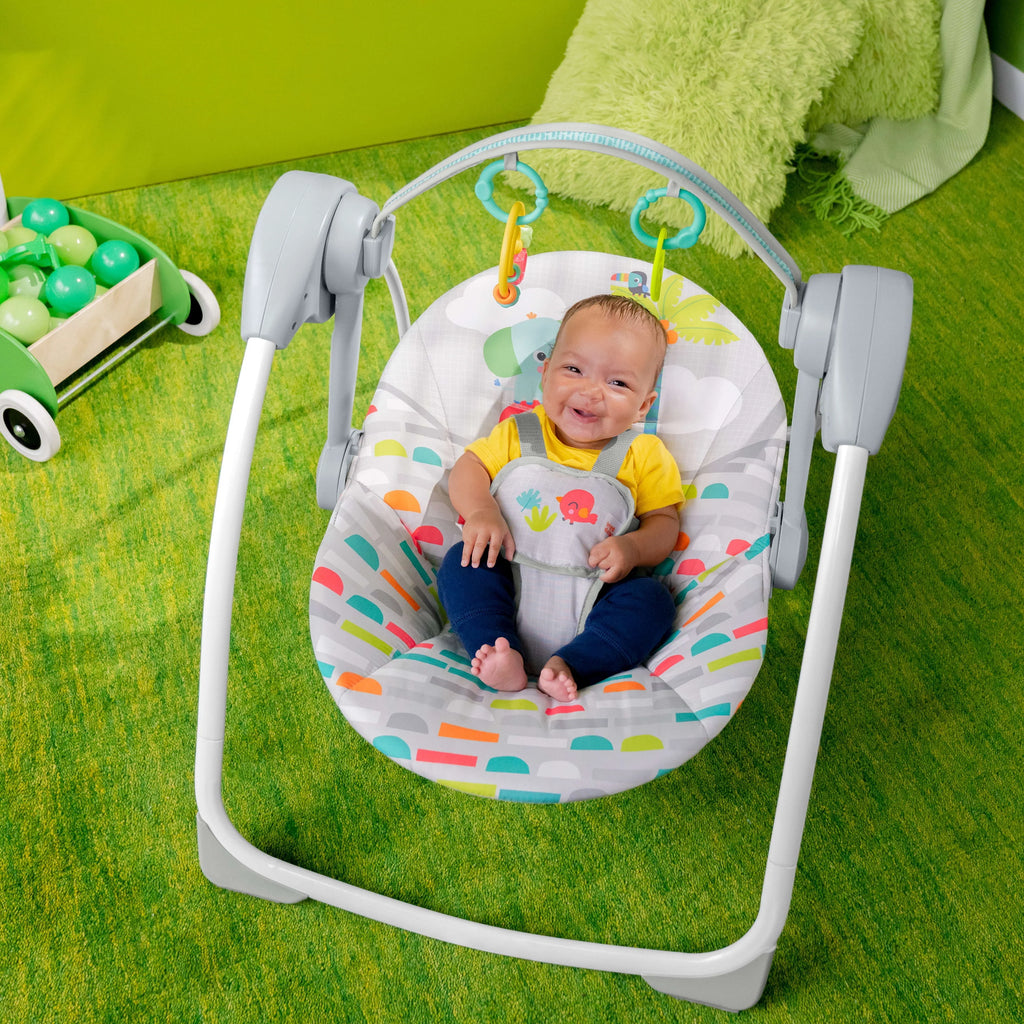 Bright Starts Playful Paradise Portable Baby Swing with Toys, Newborn Y6731