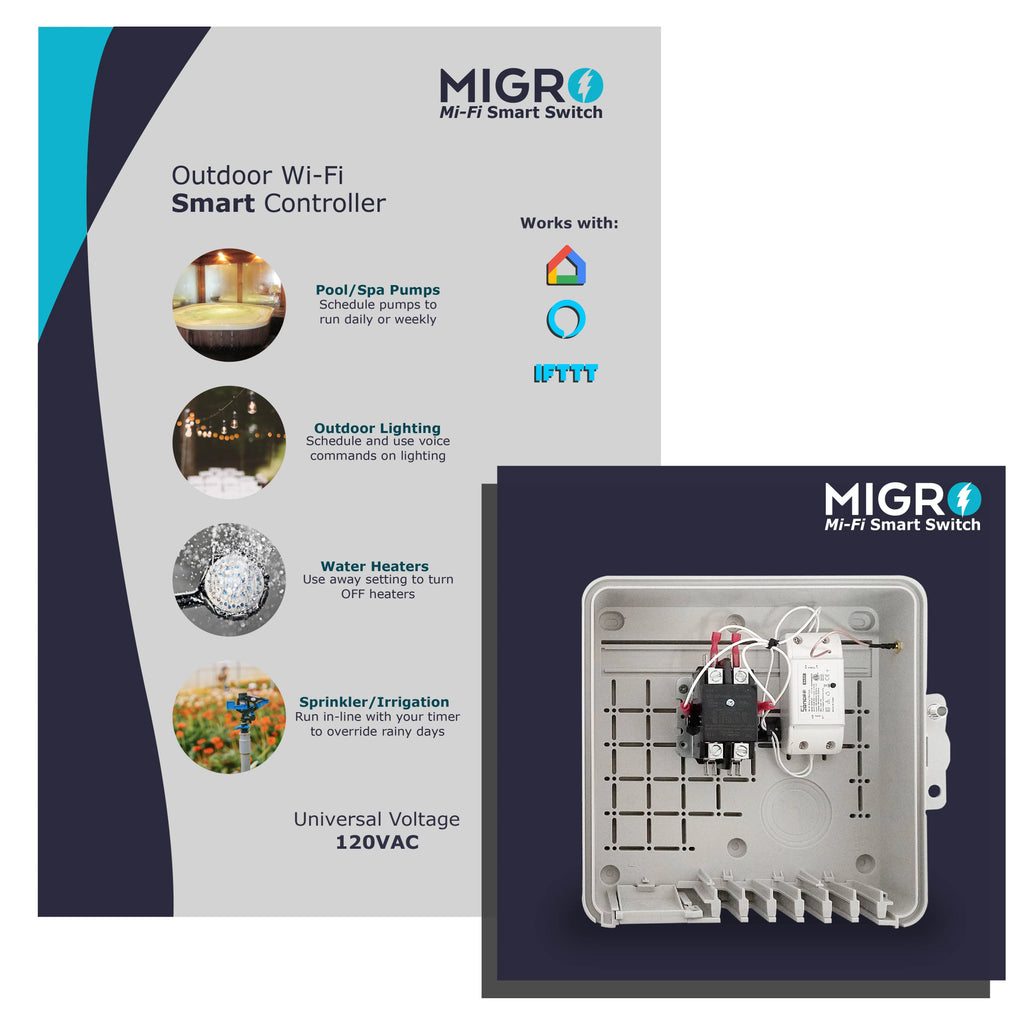 MIGRO Outdoor Smart Wi-Fi Outlet Box Heavy Duty Wireless Pump Control Timer Switch R311494