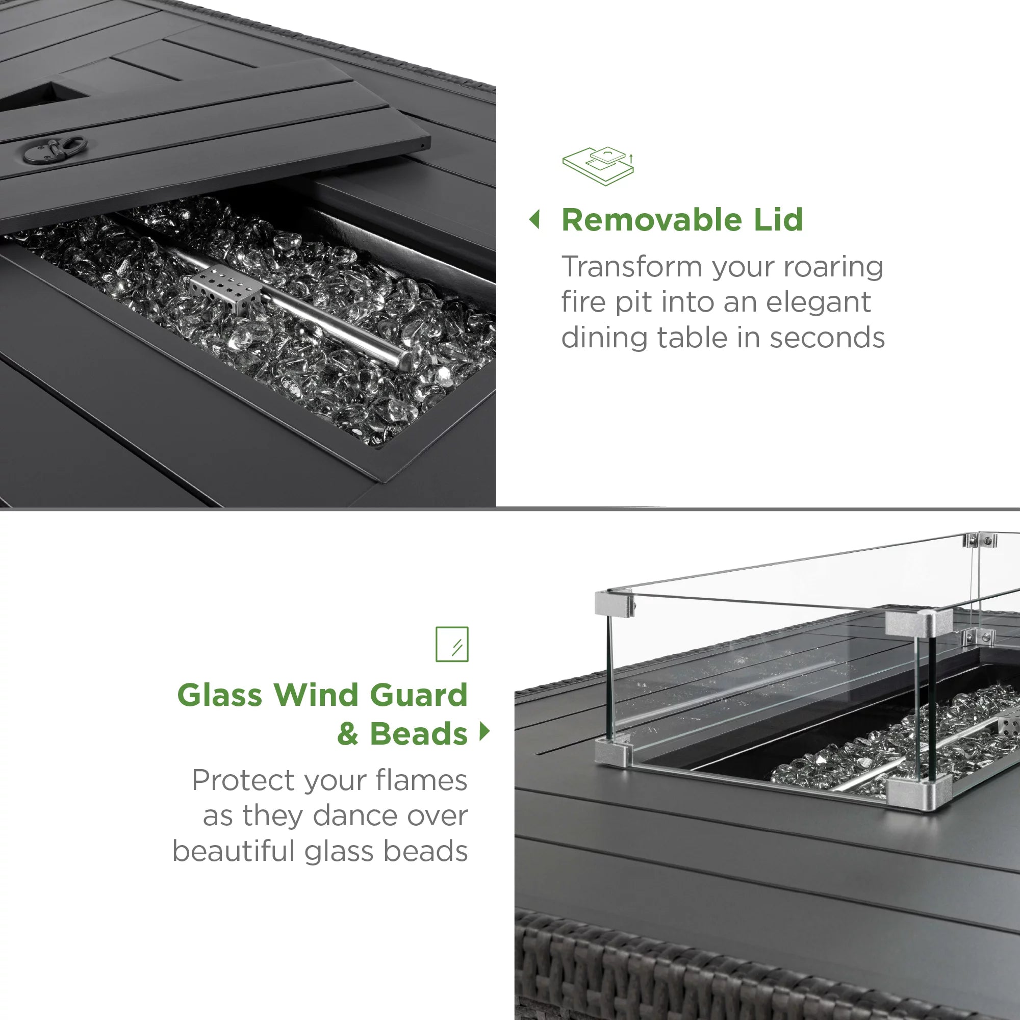 Best Choice Products 52in Wicker Propane Gas Fire Pit Table with Glass Wind Guard, Gray R265