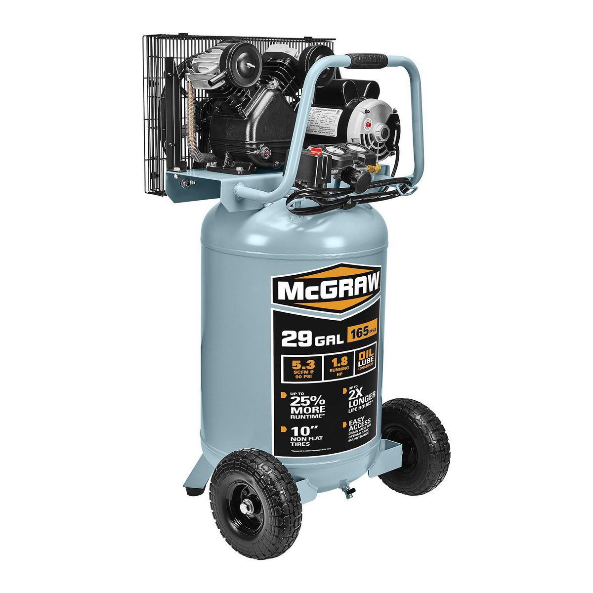 MCGRAW 29 Gallon 165 PSI Oil-Lube Belt Drive Air Compressor J361601