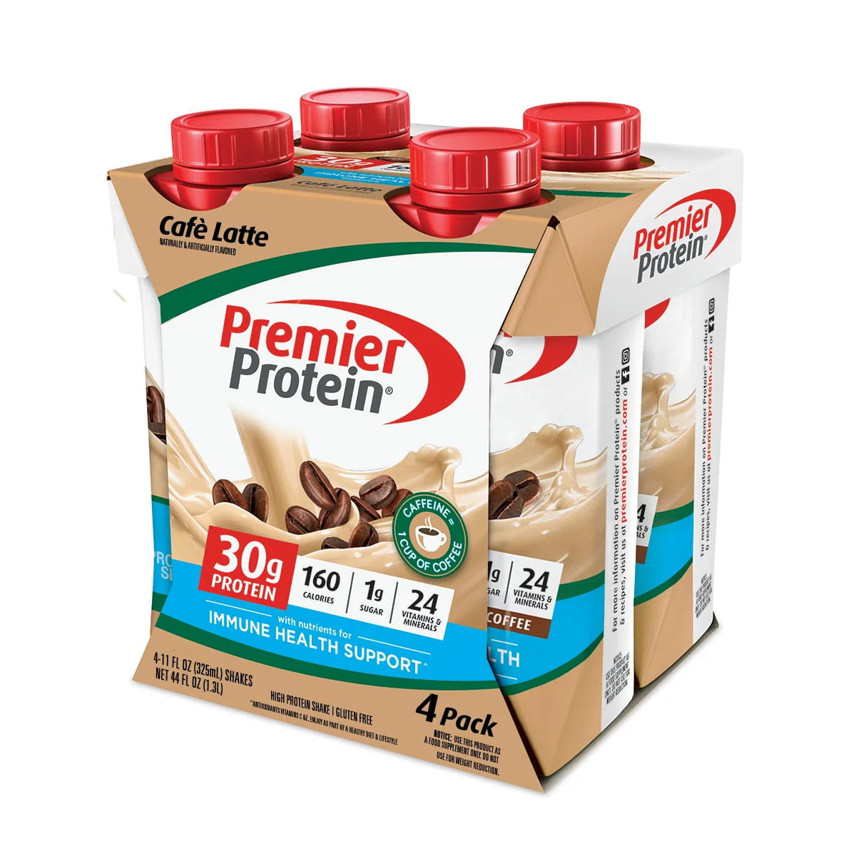 Premier Protein Shake, Café Latte, 30g Protein, 11 fl oz, 4 Ct