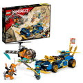 LEGO NINJAGO Jay and Nya's Race Car EVO Set 71776 with Toy Helicopter and Boa Snake Figure for Kids Ages 7+, Collectible Mission Banner Sets