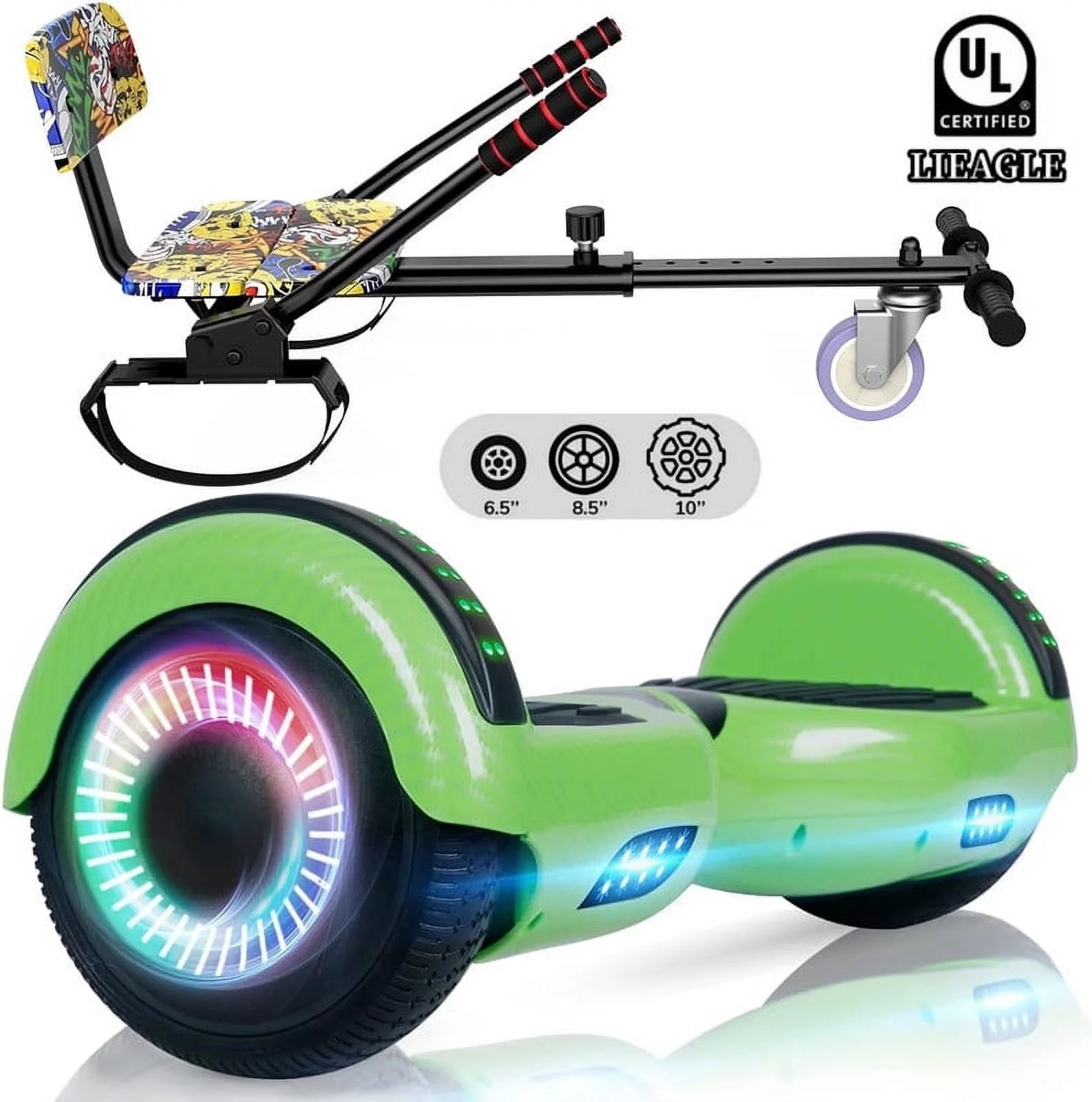 LIEAGLE Hoverboard with Seat Attachment, 6.5 inch Self Balancing Scooter S62540