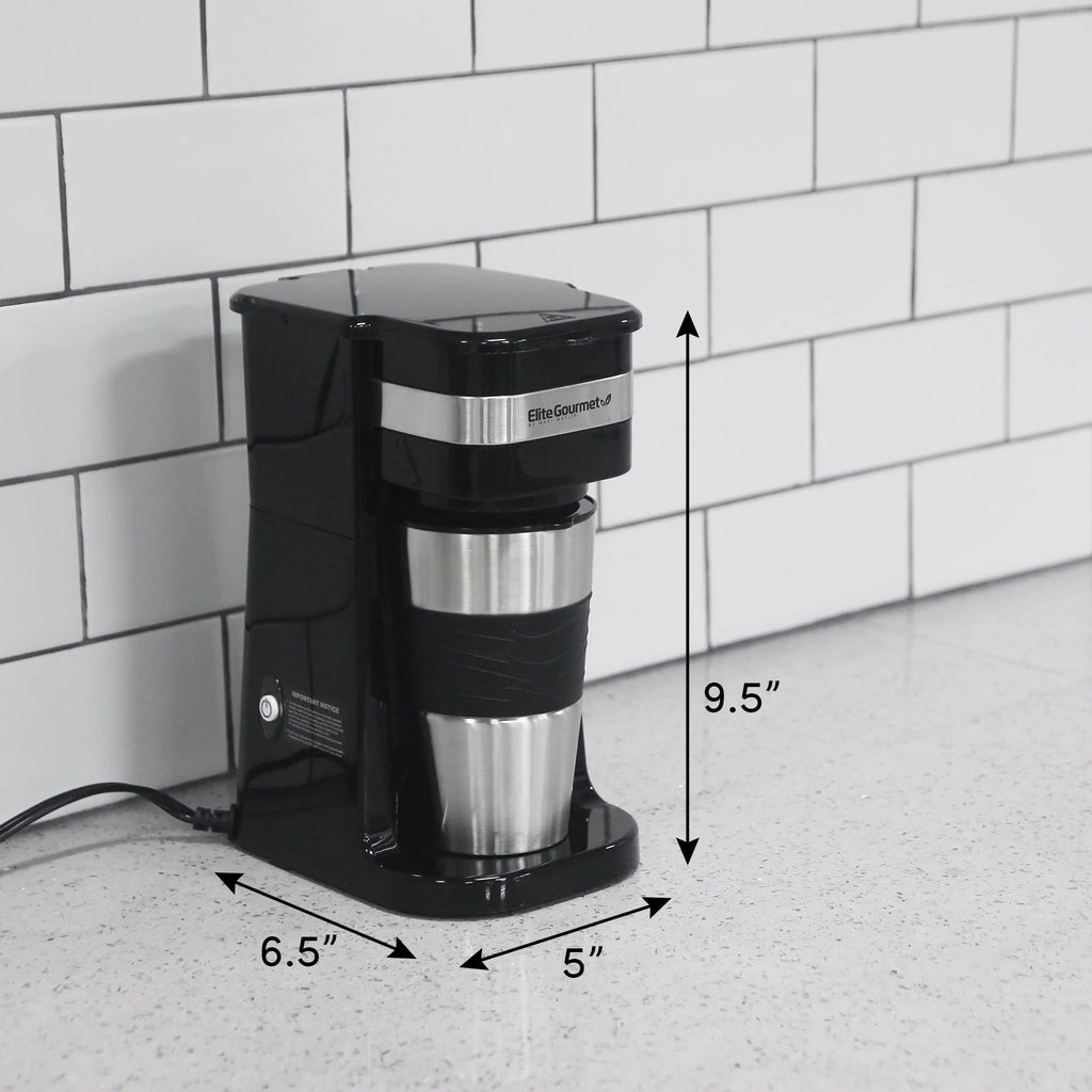 Elite Gourmet Single Serve Coffee Maker with Stainless Steel Mug C390002