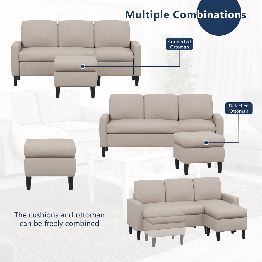 Walsunny Convertible Sectional Sofa Couch, L-Shaped with Reversible Chaise, Grayish Black A704