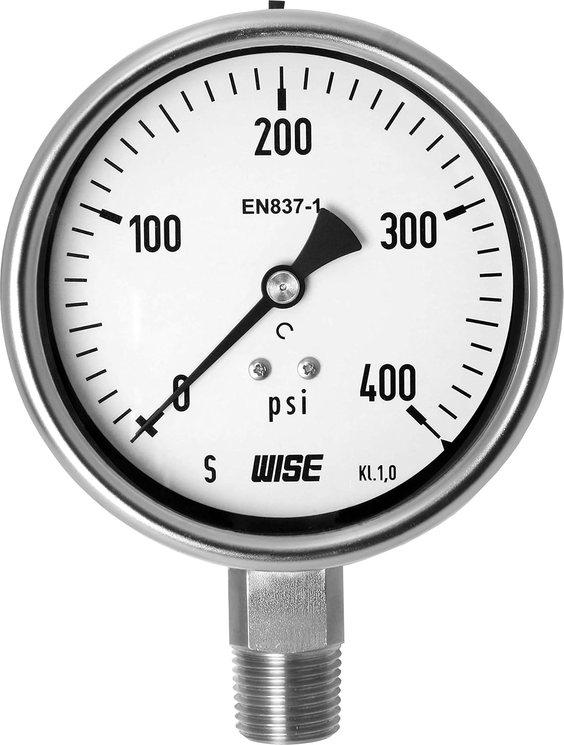 WISE Industrial Service Pressure Gauge P252 100mm Dial 0~400psi Stainless Steel, Pack of 2 I5732