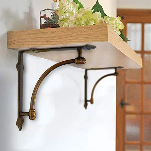 NACH Farmhouse Industrial Shelf Brackets Cast Iron Wall Mount, Copper 2 Pack I893425