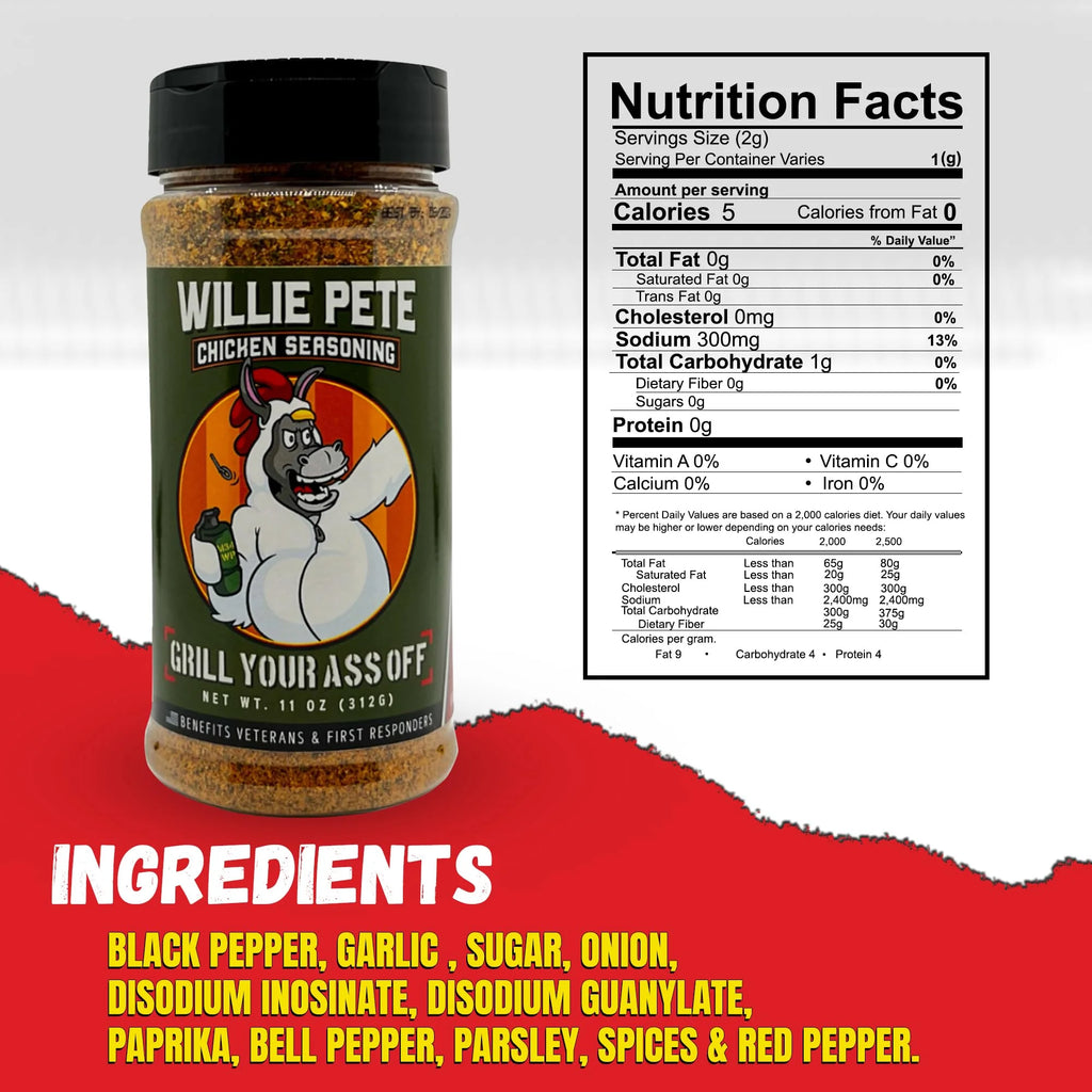 Willie Pete Chicken BBQ Seasoning 11 oz F5051