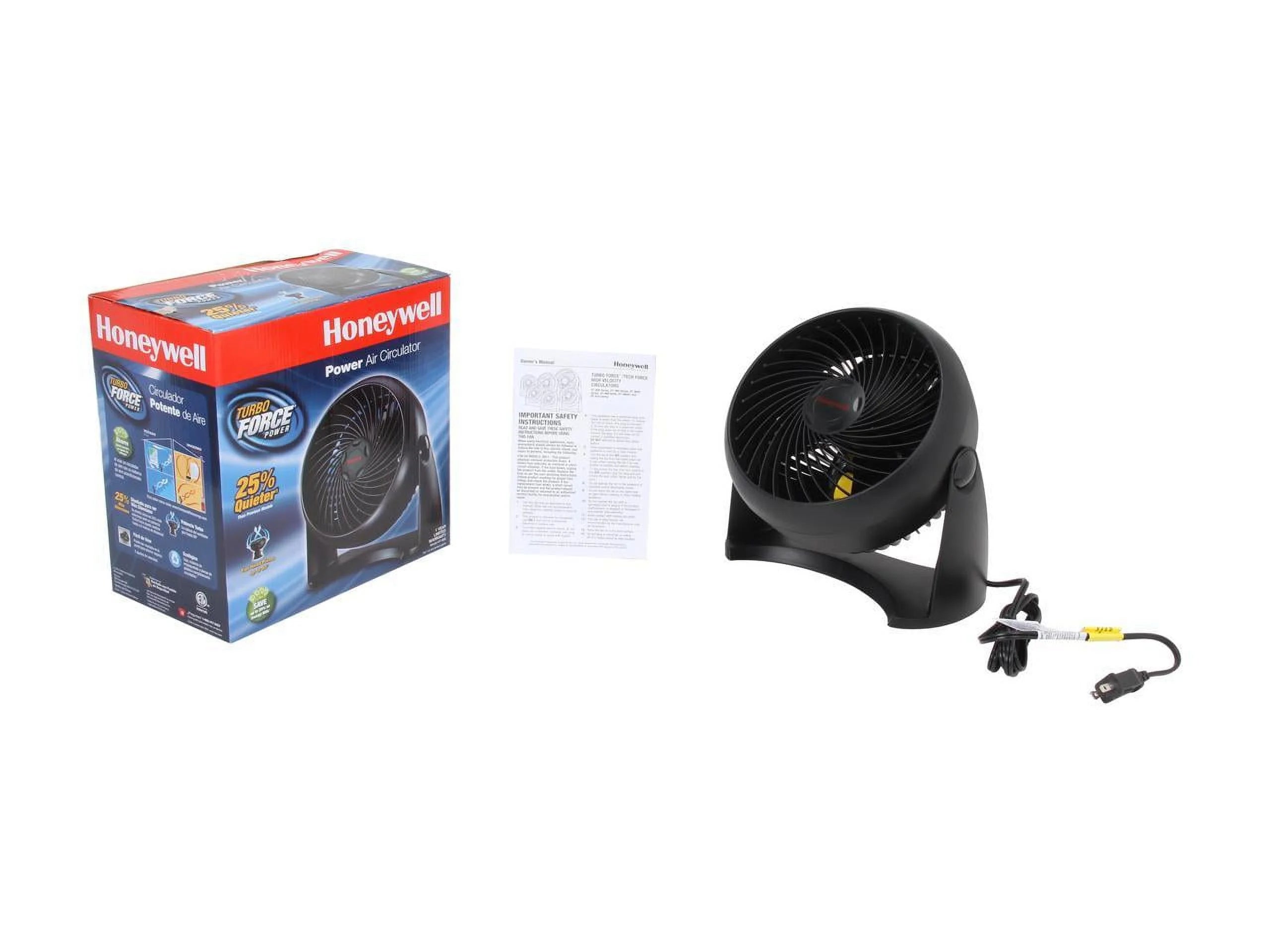 Honeywell Turbo Force Air Circulator Personal Fan, Black W757