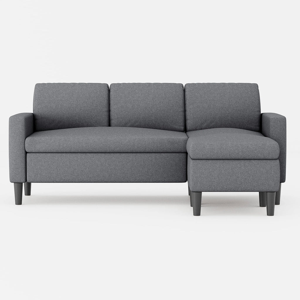 Walsunny Convertible Sectional Sofa Couch, L-Shaped with Reversible Chaise, Grayish Black A704