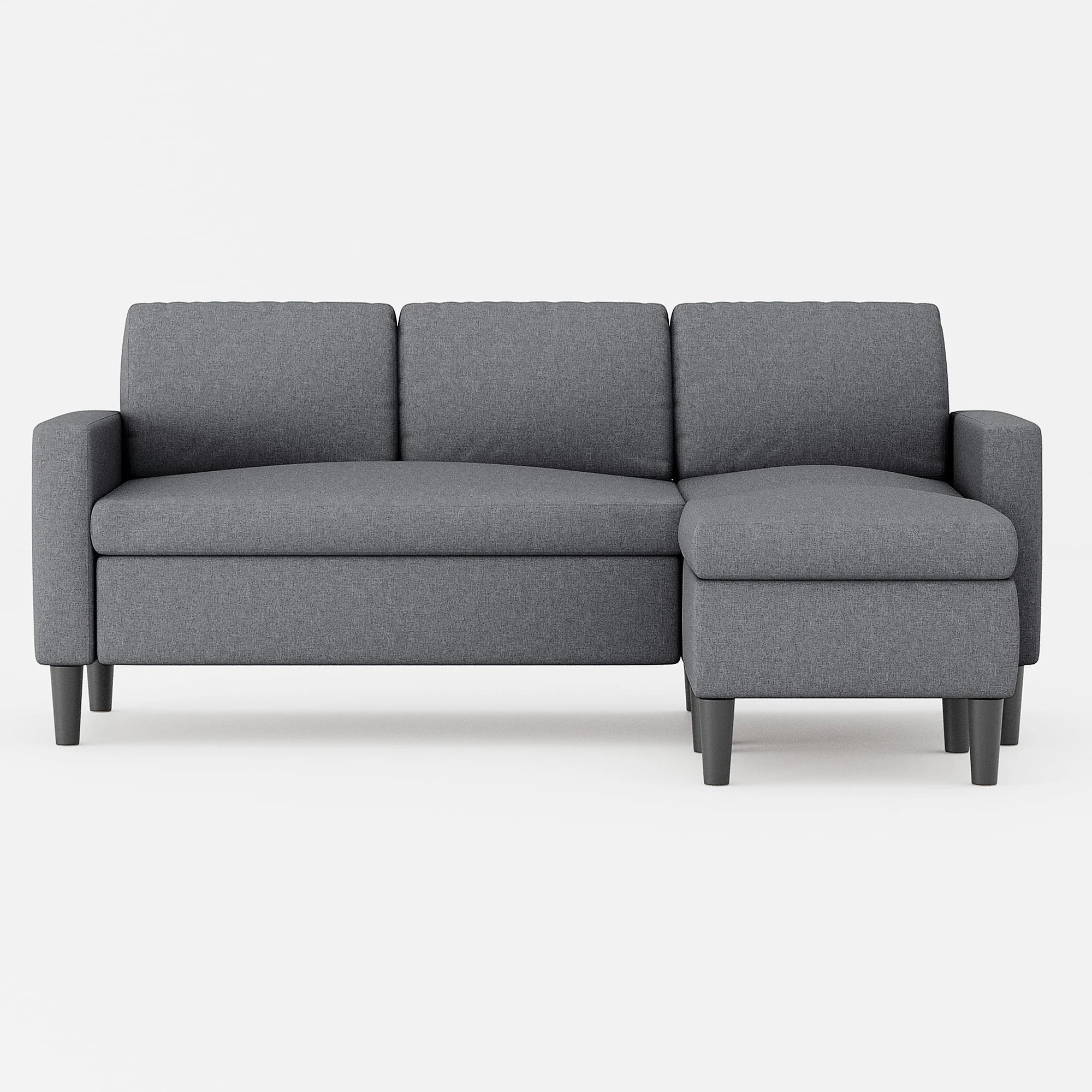 Walsunny Convertible Sectional Sofa Couch, L-Shaped with Reversible Chaise, Grayish Black A704