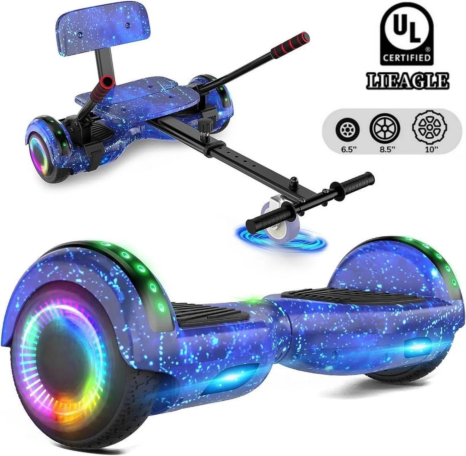LIEAGLE Hoverboard with Seat Attachment, 6.5 inch Self Balancing Scooter S62540