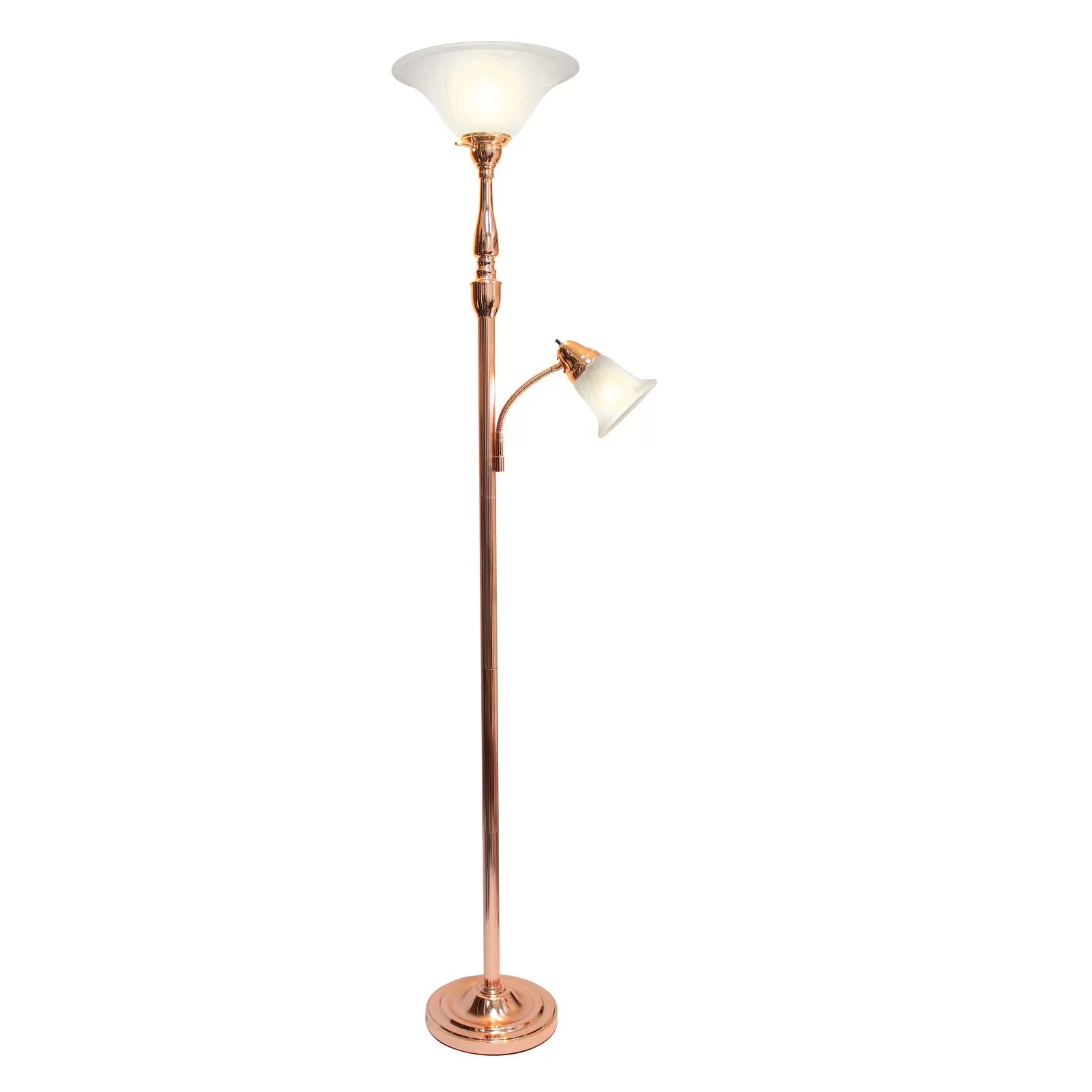 Elegant Designs 2-Light Torchiere Floor Lamp, Brushed Nickel B247