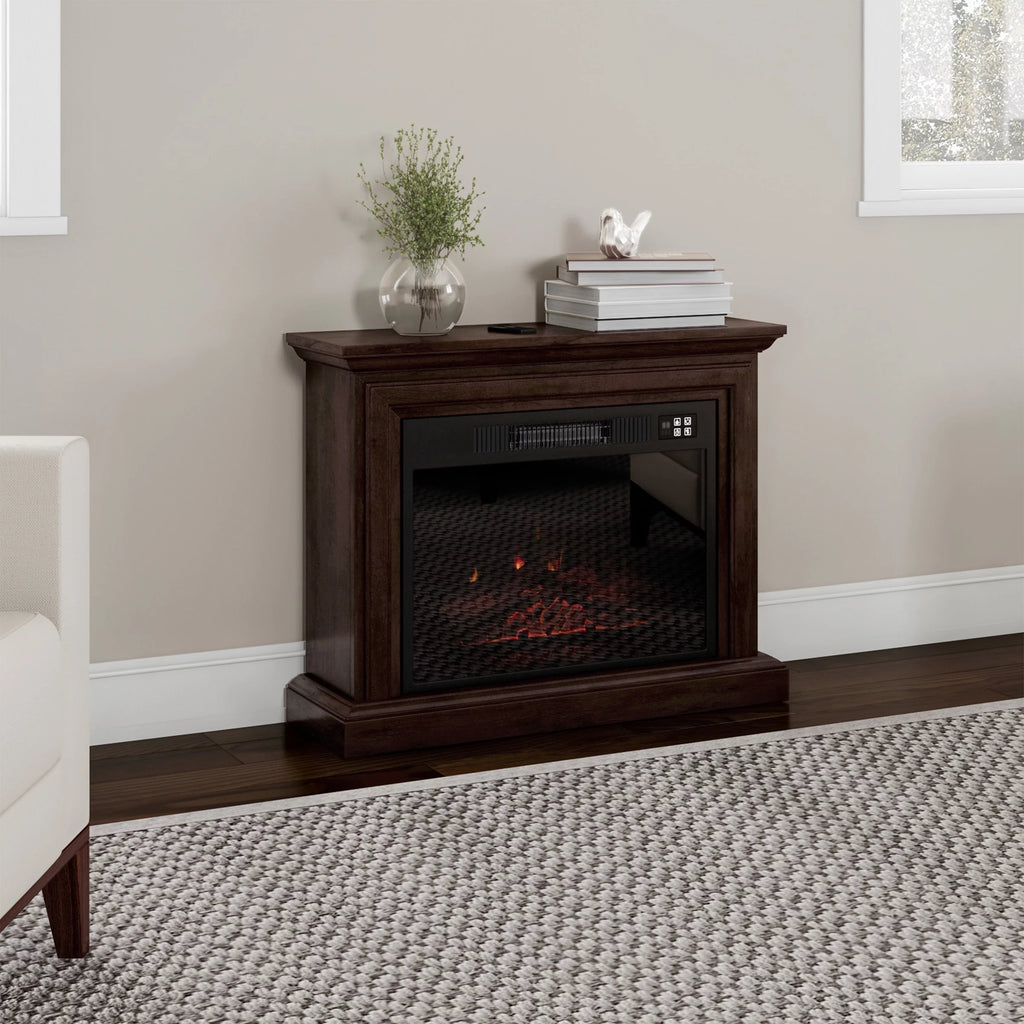 Northwest Mobile Electric Fireplace with Mantel, Remote Control, Brown Y30279