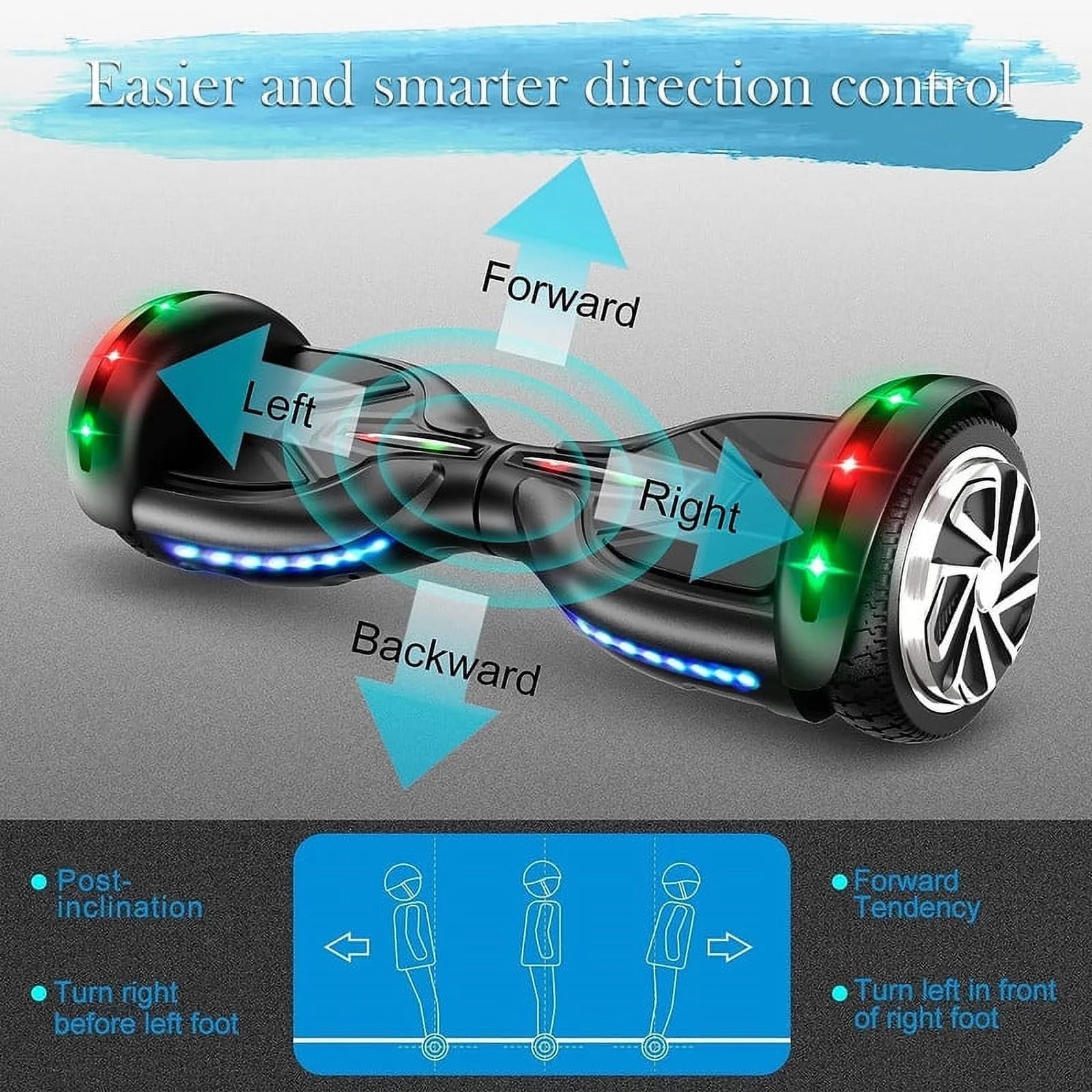 LIEAGLE Hoverboard with Seat Attachment, 6.5 inch Self Balancing Scooter S62540