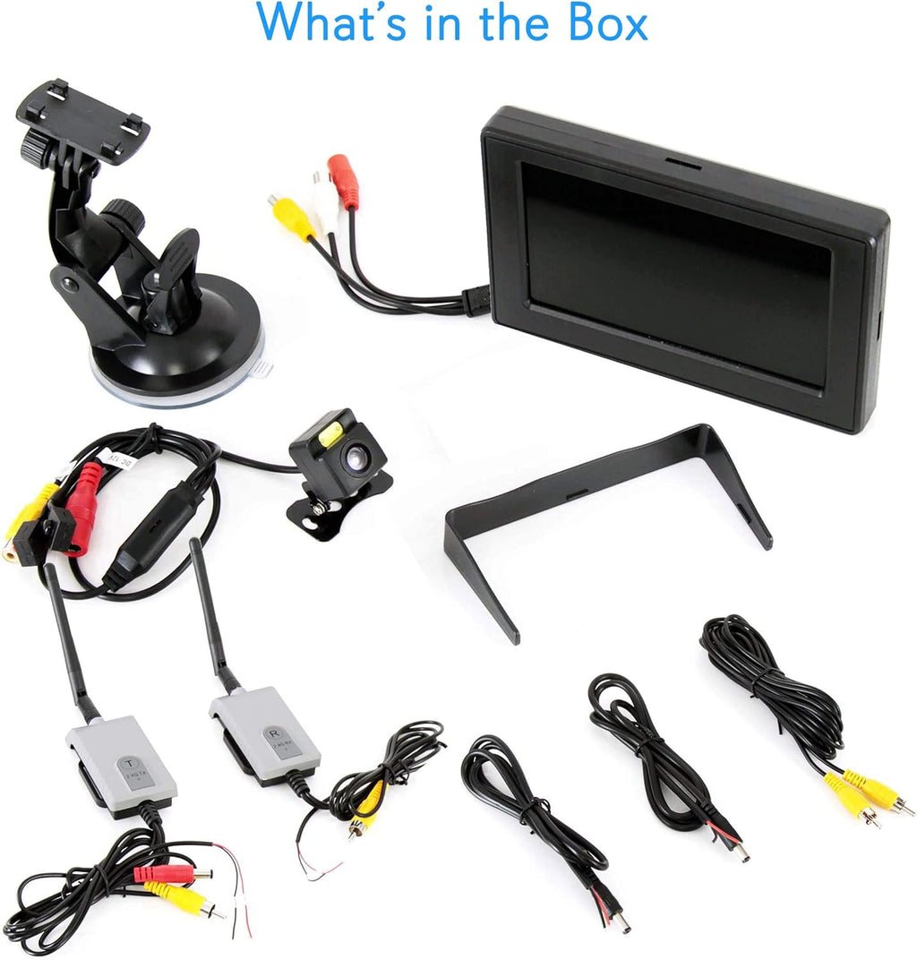 Pyle PLCM4580WIR Wireless Backup Rear View Camera with 4.3" Monitor, Night Vision, Pack of 2 D231303