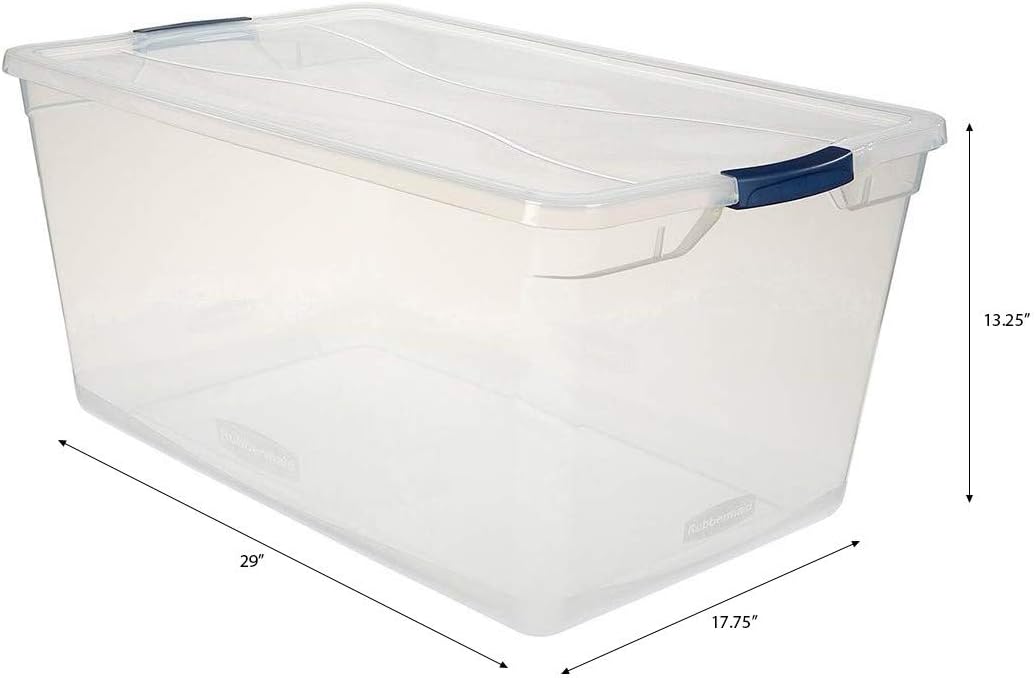 Rubbermaid Cleverstore Clear Stackable Containers with Latching Lids, 95 Quart, 4 Pack K571997