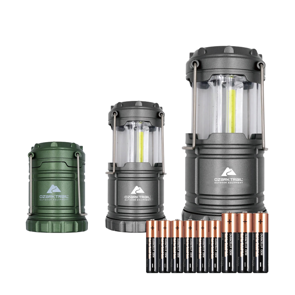 Ozark Trail 3 Pack LED Camping Lanterns with AAA & AA Batteries S591245