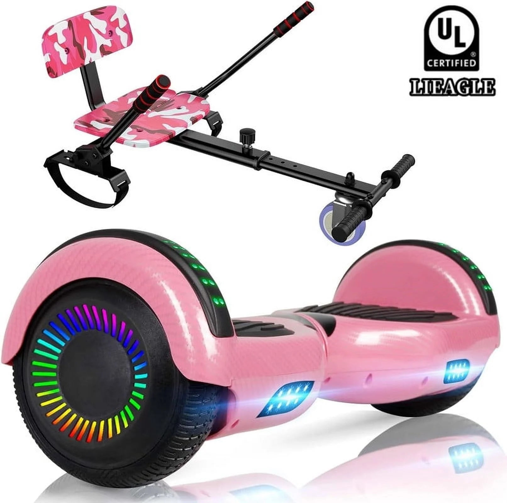 LIEAGLE Hoverboard with Seat Attachment, 6.5 inch Self Balancing Scooter S62540