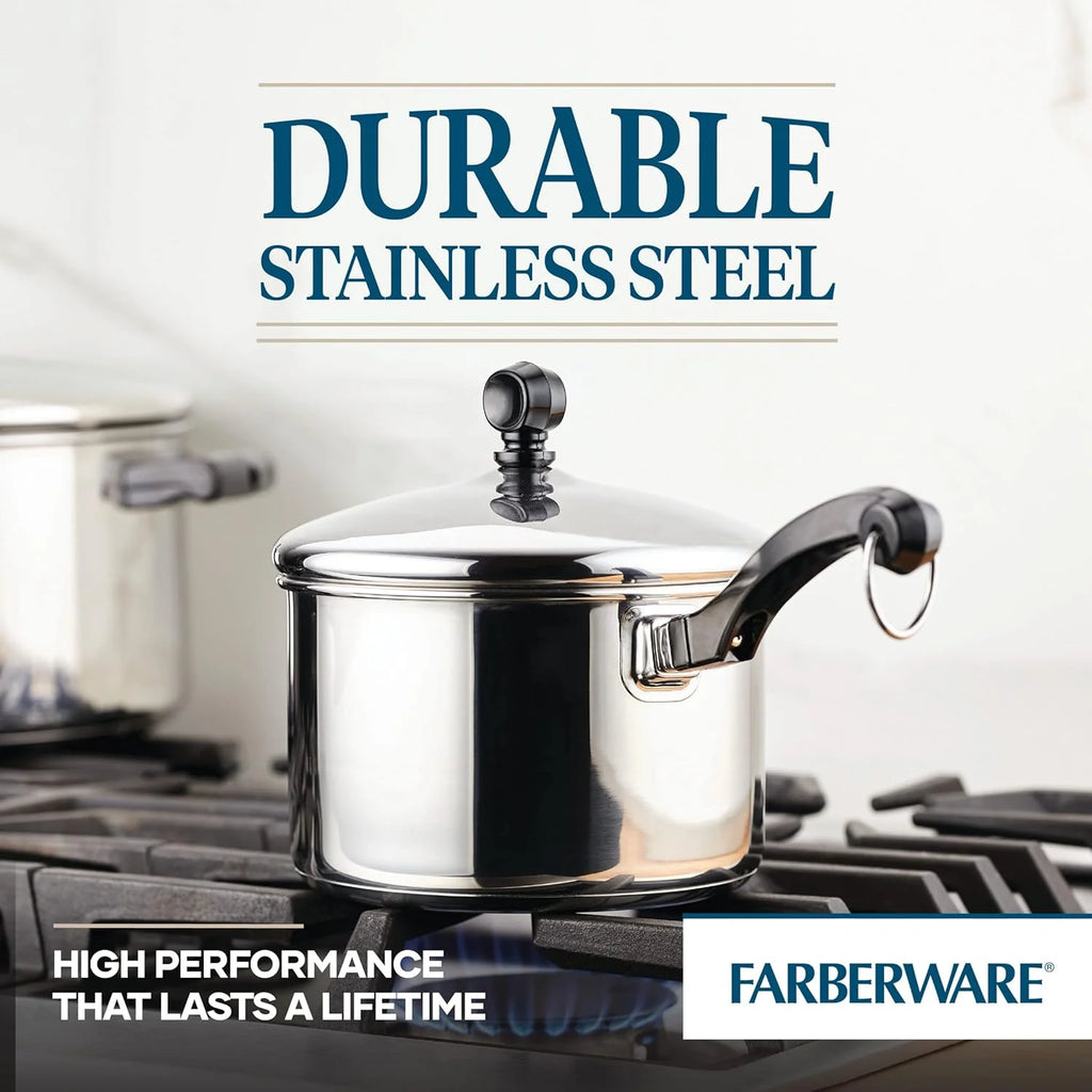 Farberware Classic Stainless Steel Saucepan with Lid, 3 Quart E8869
