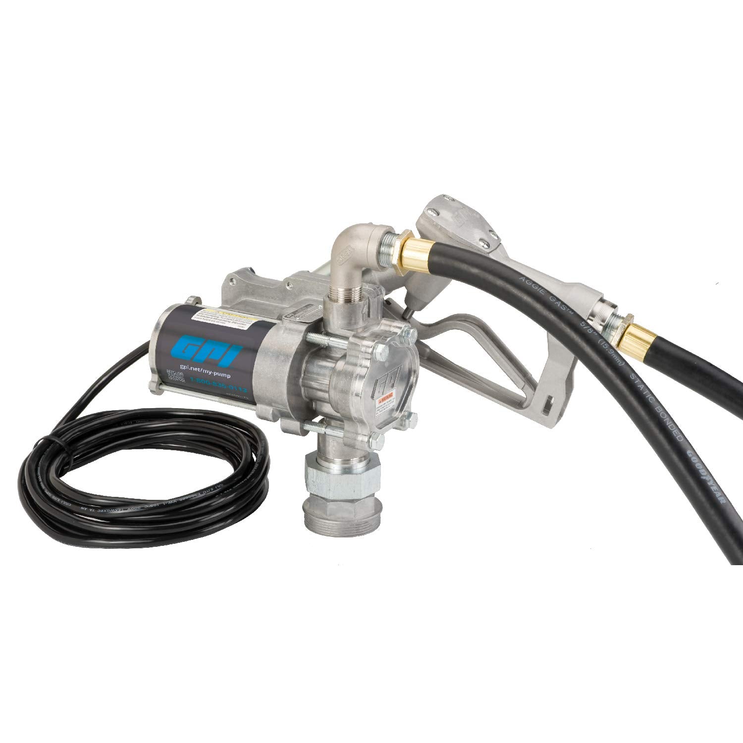 GPI EZ-8 12V Fuel Transfer Pump with Manual Shut-Off Nozzle, 8 GPM D567591