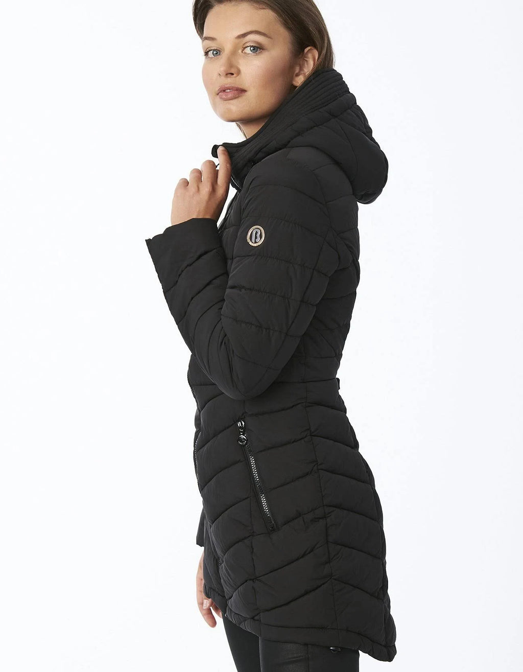 Bernardo EcoPlume Quilted Micro Touch Coat Black N42255