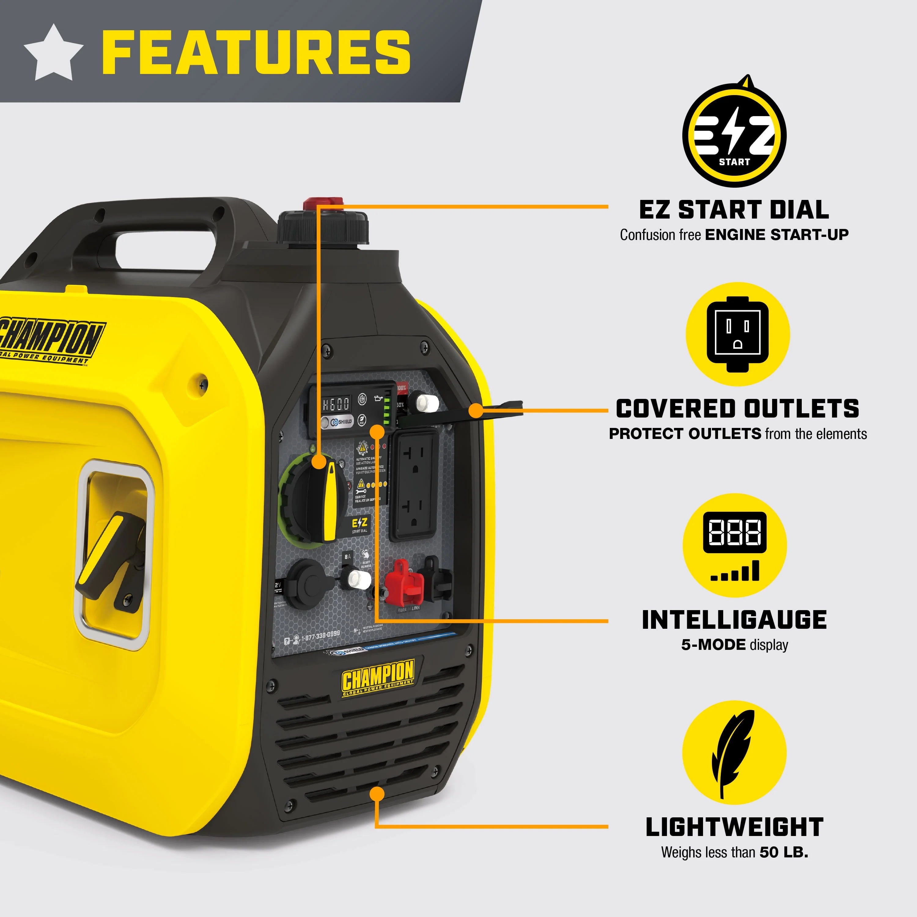 Champion Power Equipment 2500-Watt Ultralight Portable Inverter Generator I331065