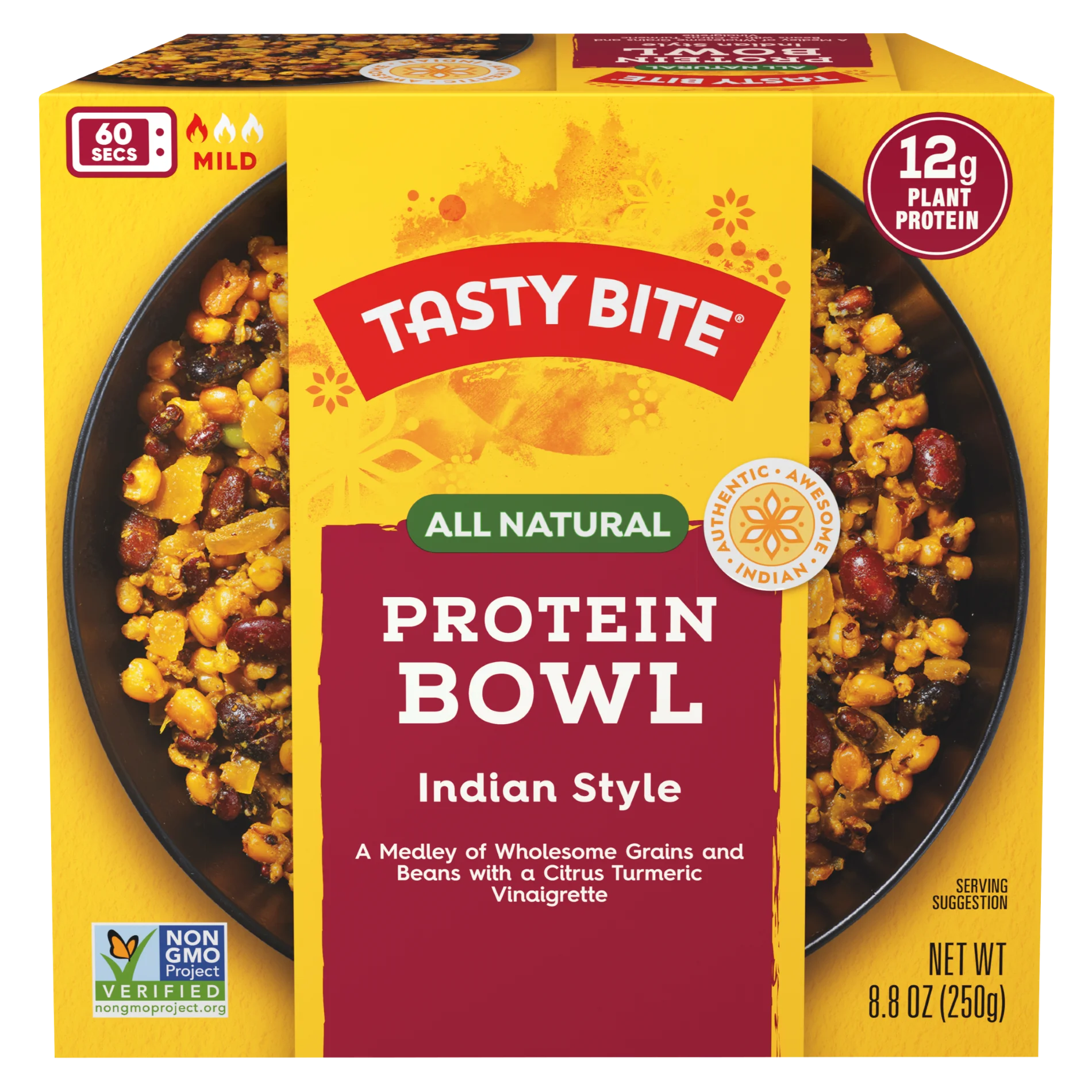 Tasty Bite All Natural Indian Plant Based Protein Bowl, 8.8 oz, 4 Pack D30746