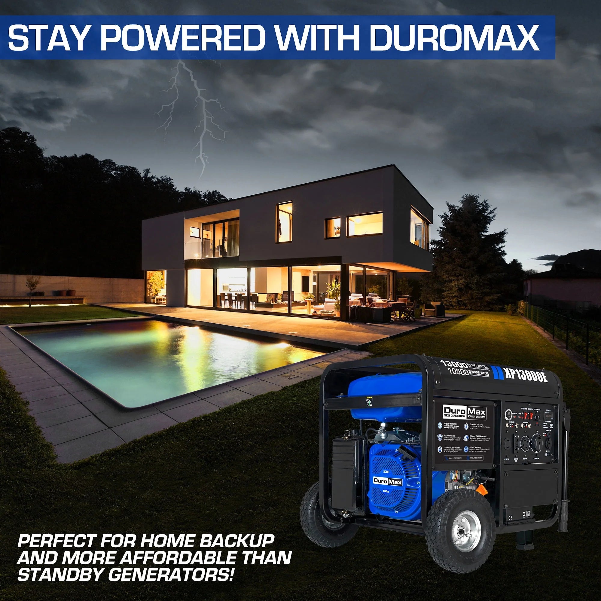 DuroMax XP13000E 13,000 Watt Portable Gas Generator Y15067