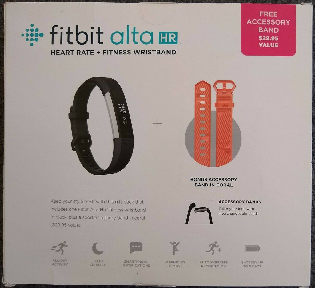 Fitbit Alta HR Activity Tracker with Heart Rate Monitor, Small, Black/Stainless Steel R295