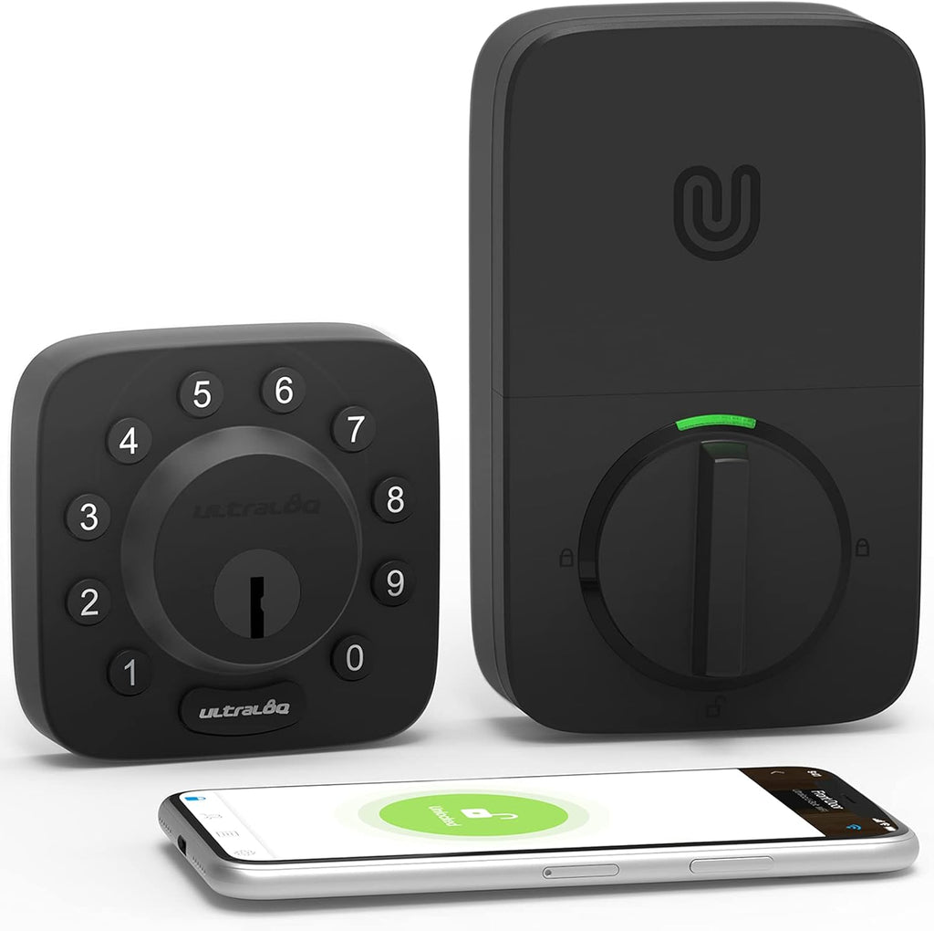 ULTRALOQ Smart Door Lock U-Bolt (Satin Nickel) + Bridge WiFi Adaptor, 5-in-1 Keyless Entry Door Lock with WiFi, Bluetooth and Keypad, Smart Door Lock Front Door, ANSI Grade 1 Certified