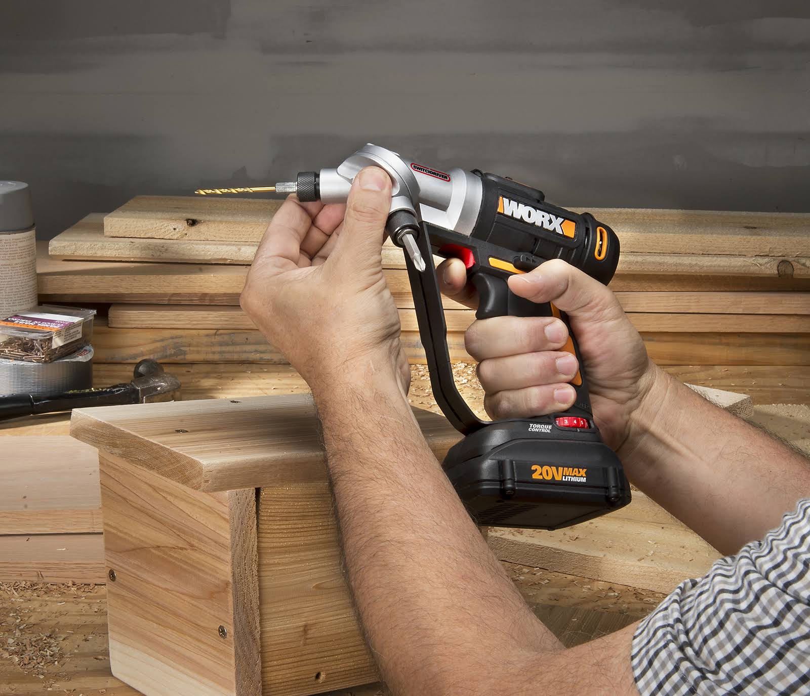 Worx WX176L.1 20-Volt Cordless 1/4 in. Drill and Driver with 67-Piece Accessory Kit N85746