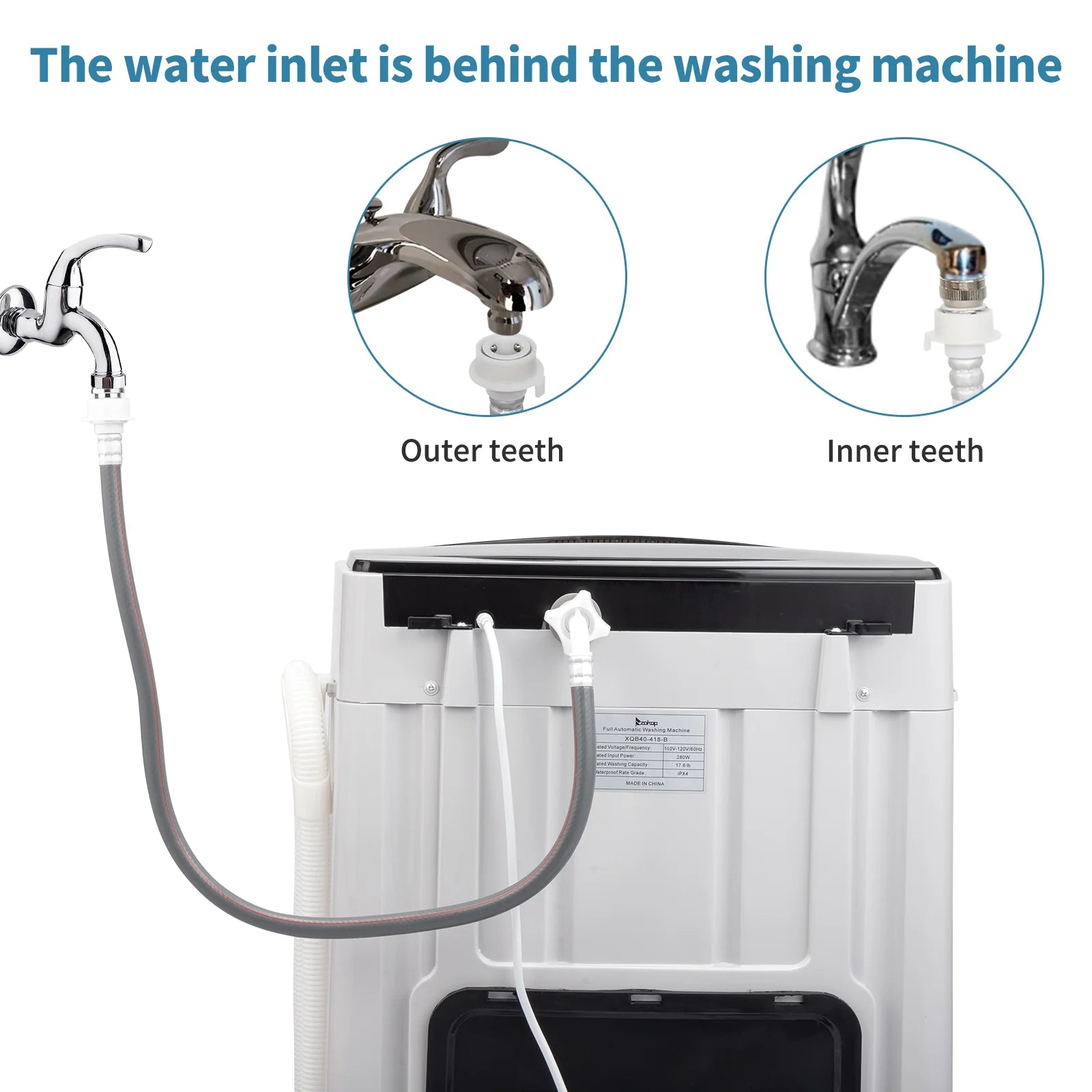 Portable Top Load Washing Machine with Drain Pump, 17.6 Lbs Capacity Y441616