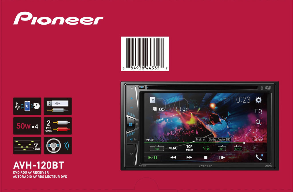 Pioneer AVH-120BT Double Din 6.2" Touchscreen Bluetooth Car Stereo C688549