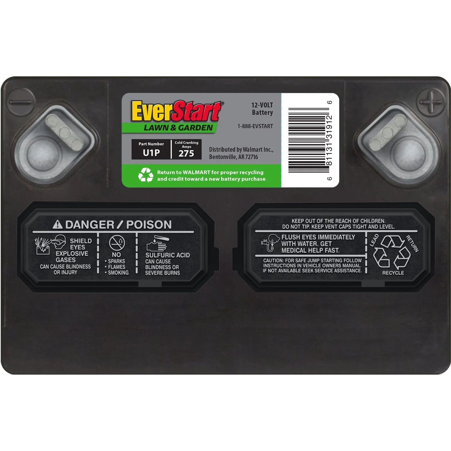 EverStart Lawn and Garden Lead Acid Battery, Group U1P 12V 275 CCA V3363