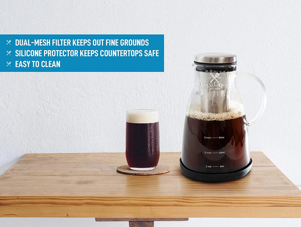 Zulay Kitchen 1 Gallon Cold Brew Coffee Maker with Glass Pitcher and Steel Filter S311521