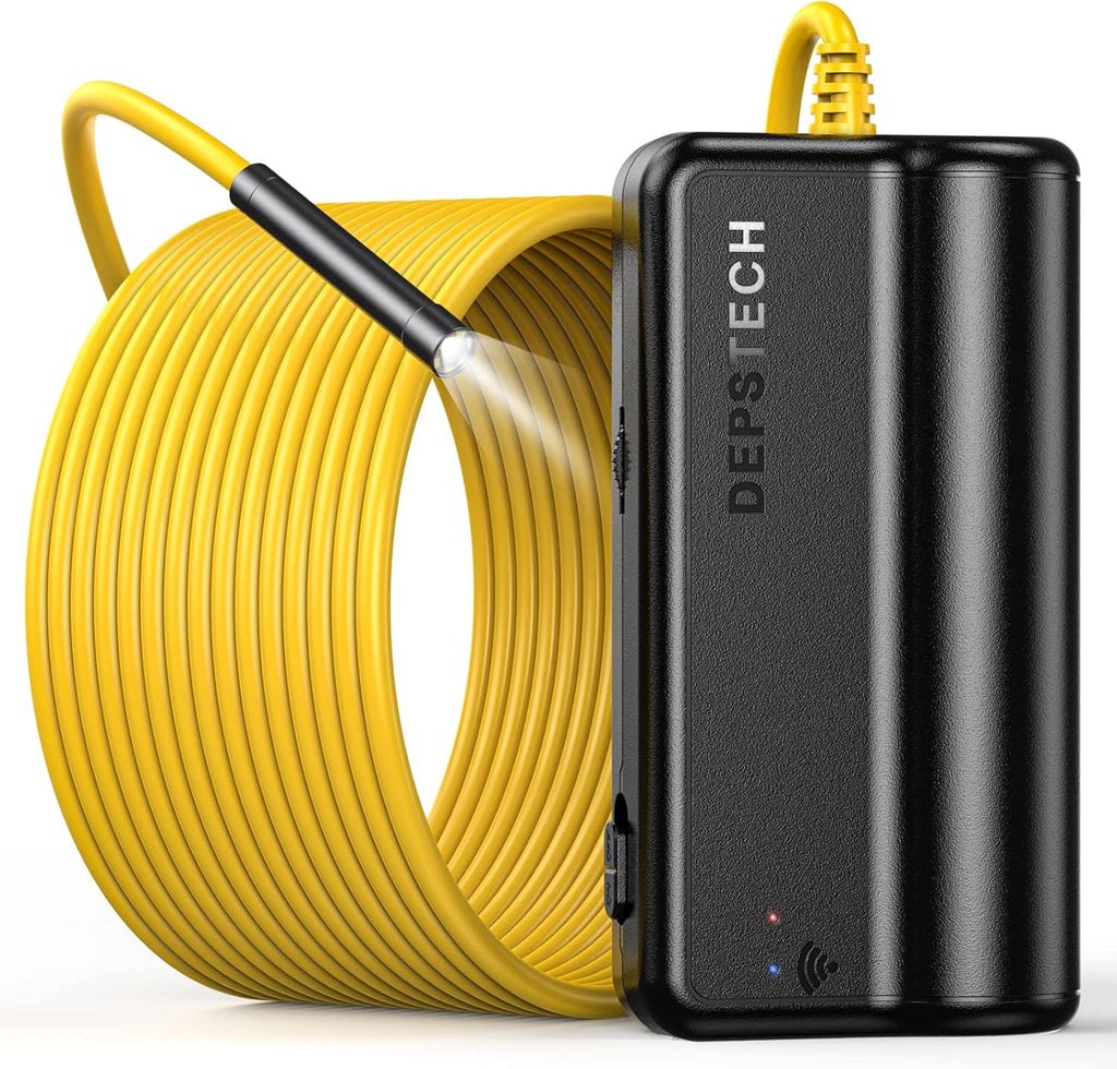 DEPSTECH WiFi Borescope, 5.0MP HD Wireless Endoscope, Semi-Rigid, 16 inch Focal Distance, Snake Inspection Camera with 2200mAh Battery for iOS & Android Smart Phone Tablets-33ft Pack of 2