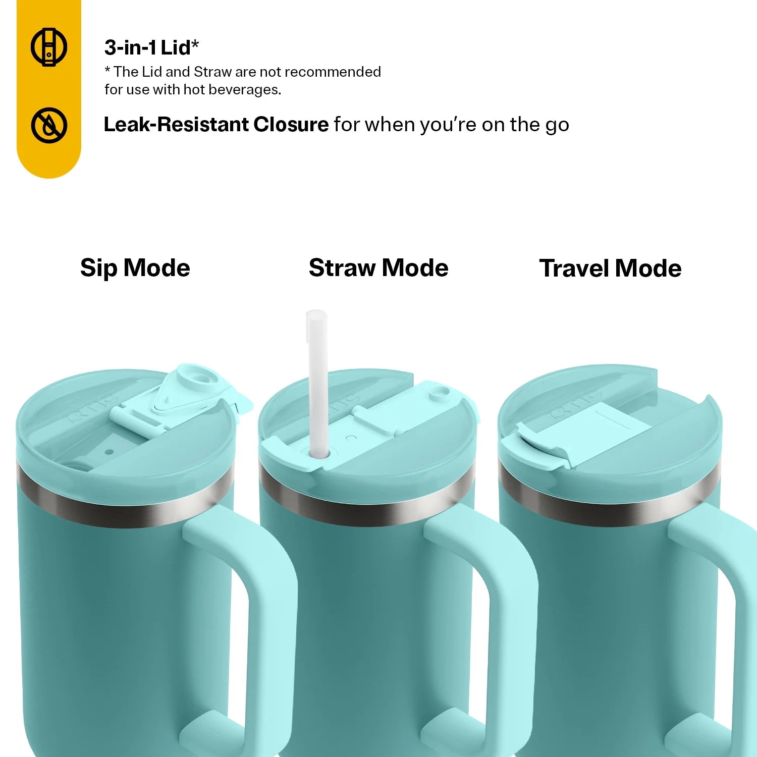 RTIC 40 OZ Ceramic Lined Tumbler with Straw, Lagoon R39940